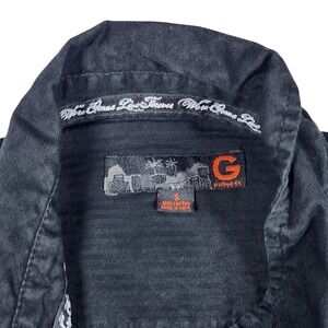 Guess Men's Black Long Sleeve Button Up Shirt Military Style Casual S Nwot